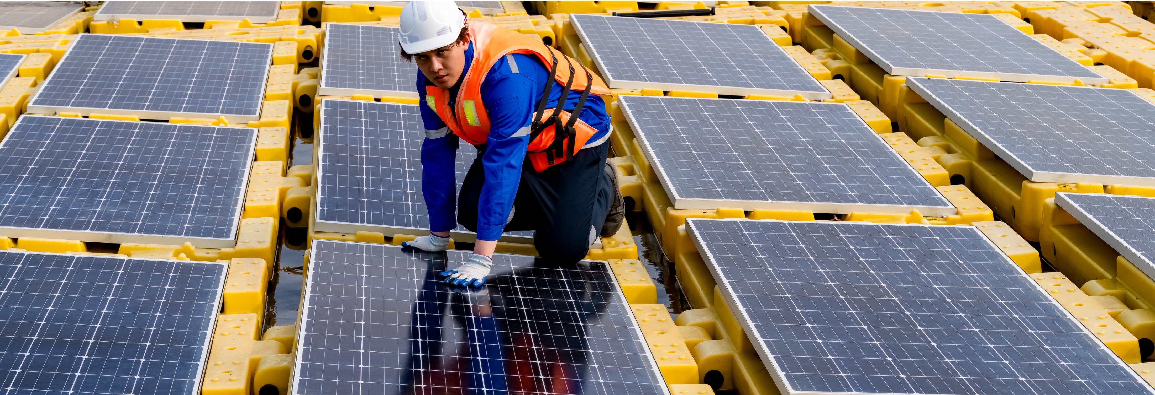 Future Heights Technical Services team working on solar installation in Dubai